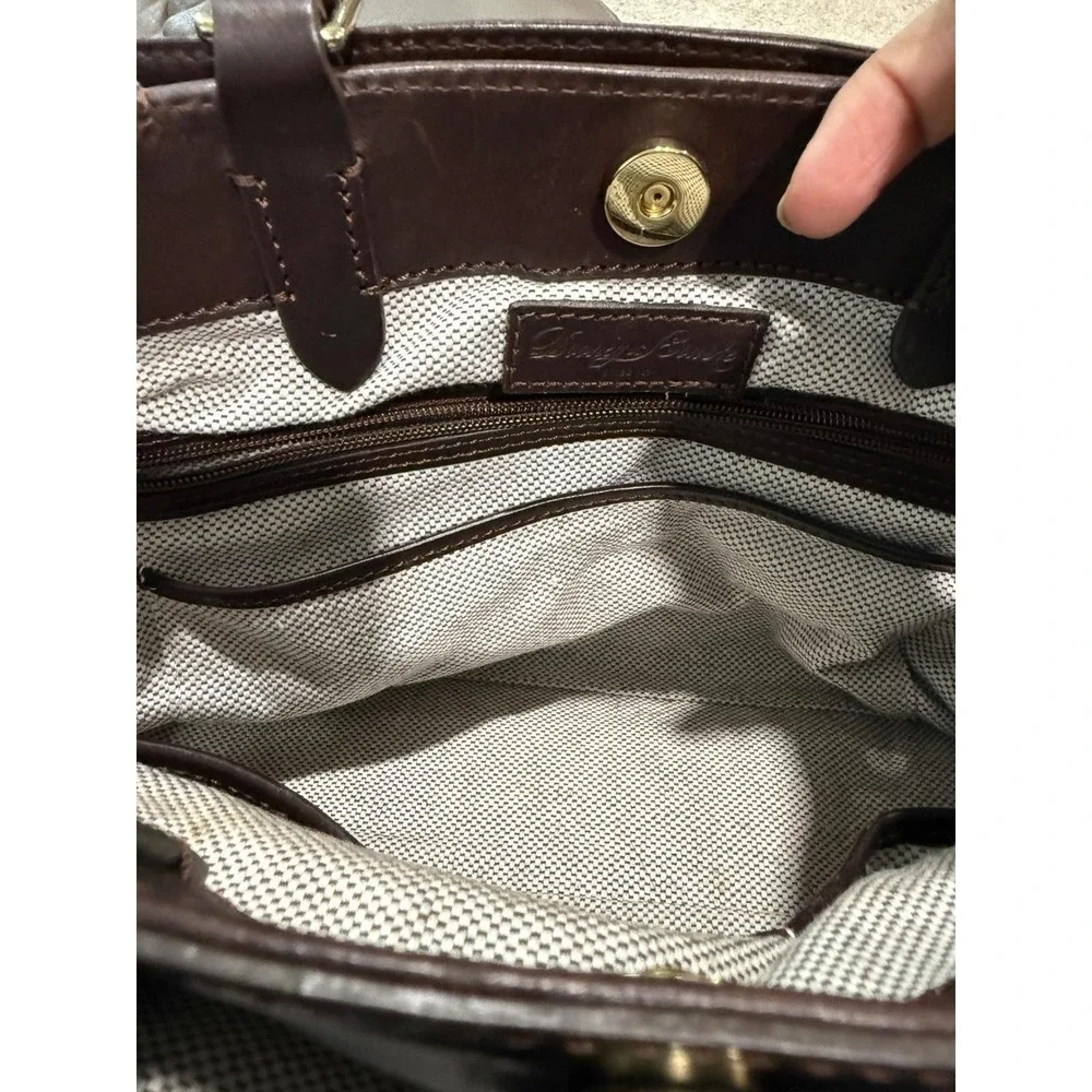 Dooney‎ & Bourke Grey Snakeskin Embossed Leather Satchel Crossbody Bag Gold Logo